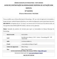 AVISO DE CONTRATAÇÃO NA MODALIDADE DISPENSA DE LICITAÇÃO SEM DISPUTA  Nº 10/2024.