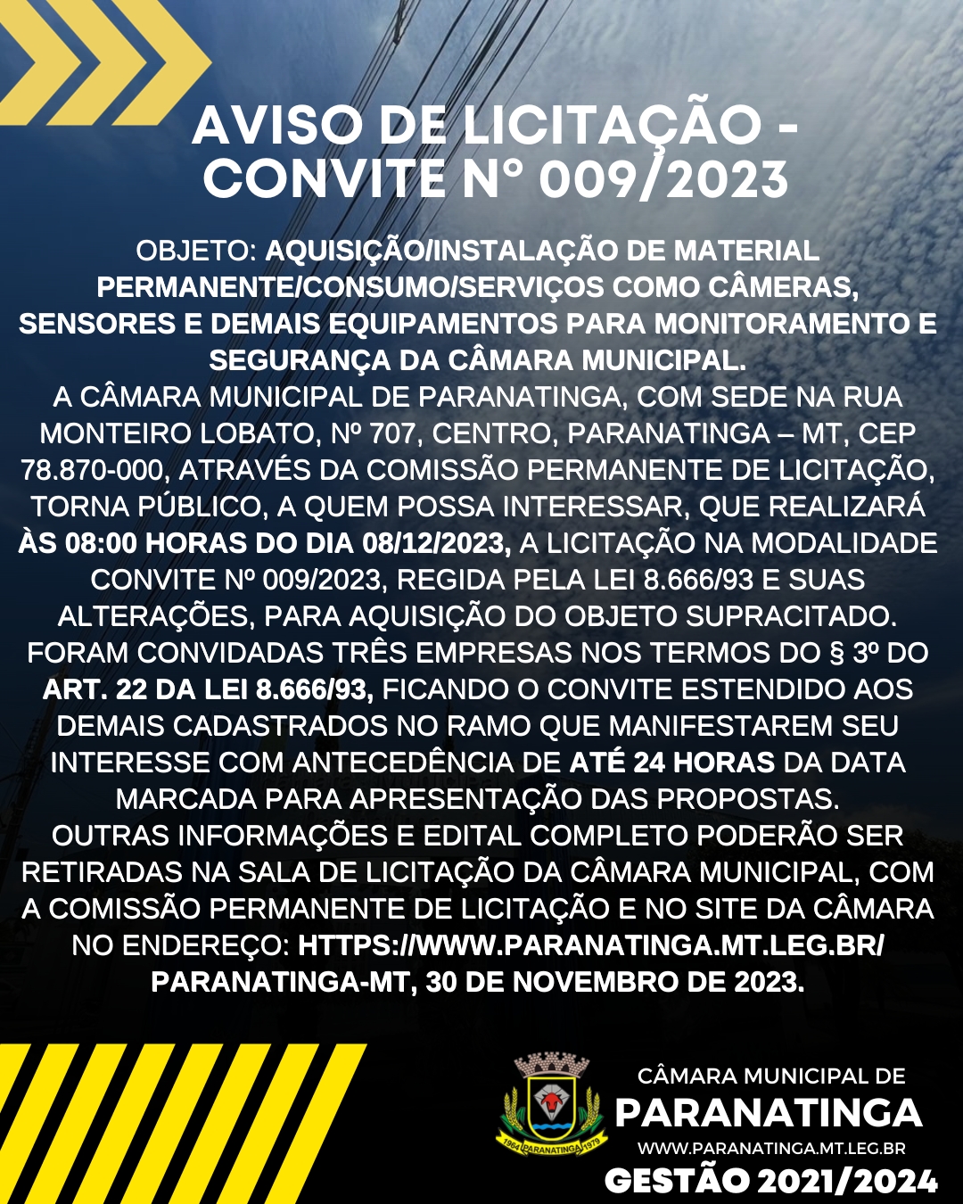 AVISO DE LICITAÇÃO - CONVITE Nº 009/2023