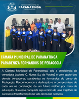 CÂMARA MUNICIPAL DE PARANATINGA PARABENIZA FORMANDAS DE PEDAGOGIA