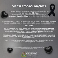 D E C R E T O Nº- 014/2024; Luto ofical de 3 dias