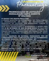 PRORROGAÇÃO DE LICITAÇÃO MODALIDADE CARTA CONVITE Nº 004/2023
